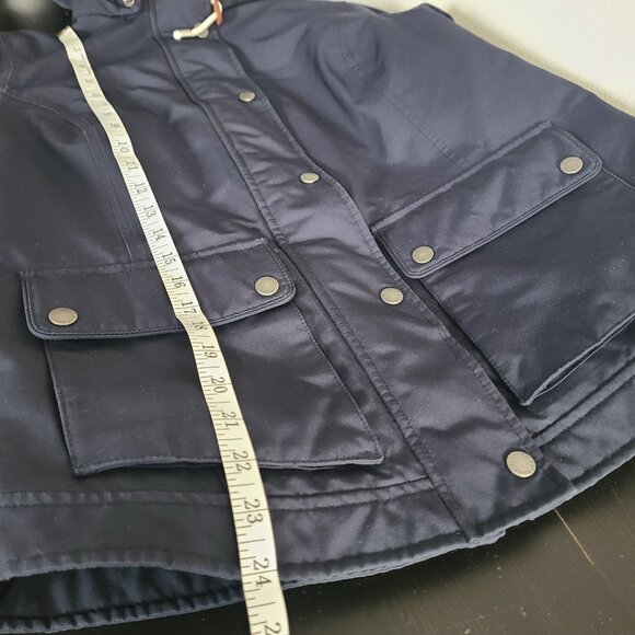 Barbour Beacon Rief Navy Wax Waterproof Hooded Country Rain Coat Jacket US Sz 6 - Picture 6 of 8